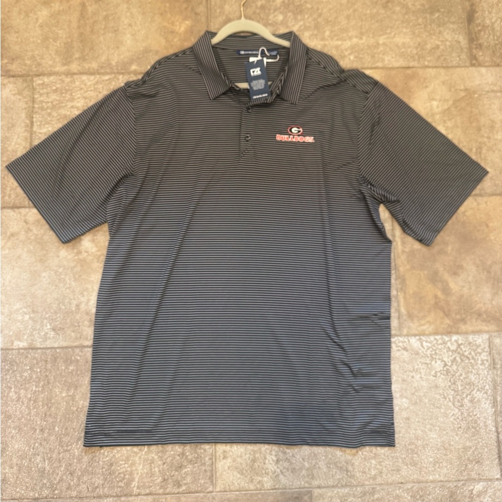 Cutter & Buck Men's Georgia Bulldogs Forge Pencil Stripe Polo, Black, 2XT